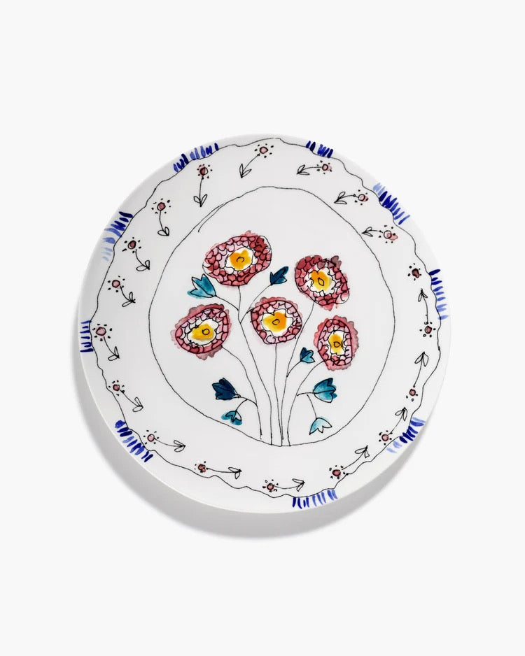 Serving Plate L Anemone Milk Midnight Flowers