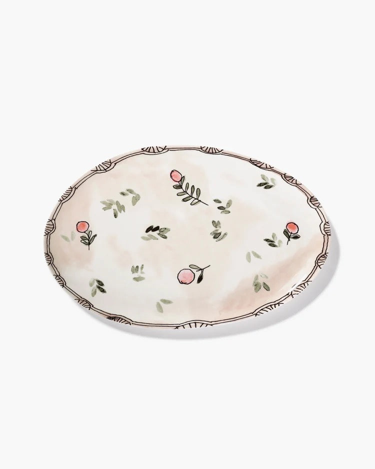 Oval Plate °2 L Mirtillo Nude Midnight Flowers