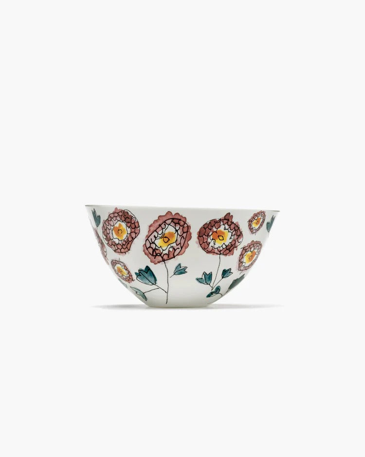 Serving Bowl L Anemone Milk Midnight Flowers