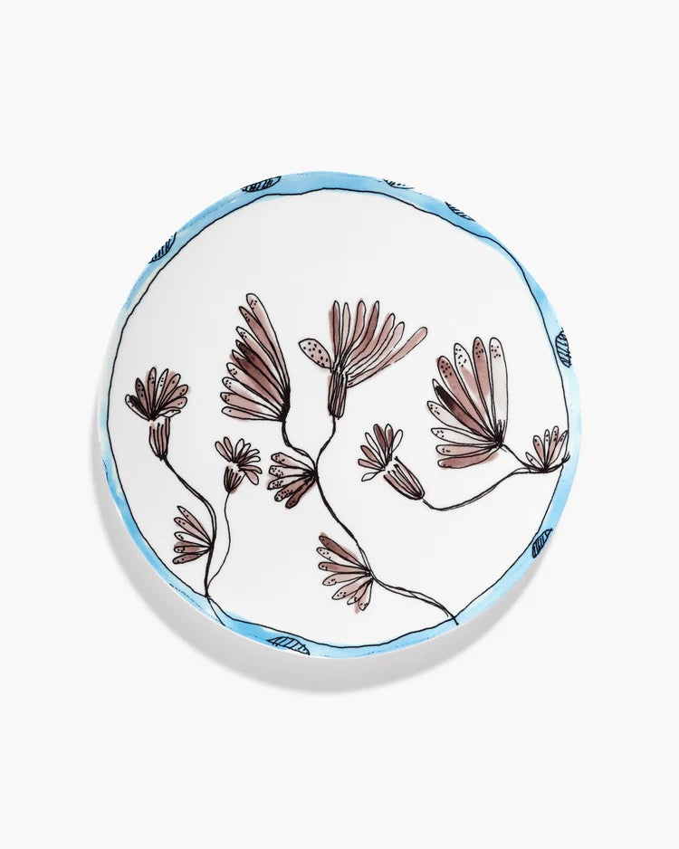 Serving Plate L Camelia Aubergine Midnight Flowers