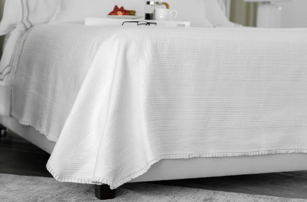 Battersea Coverlet White Cotton Queen 96X98