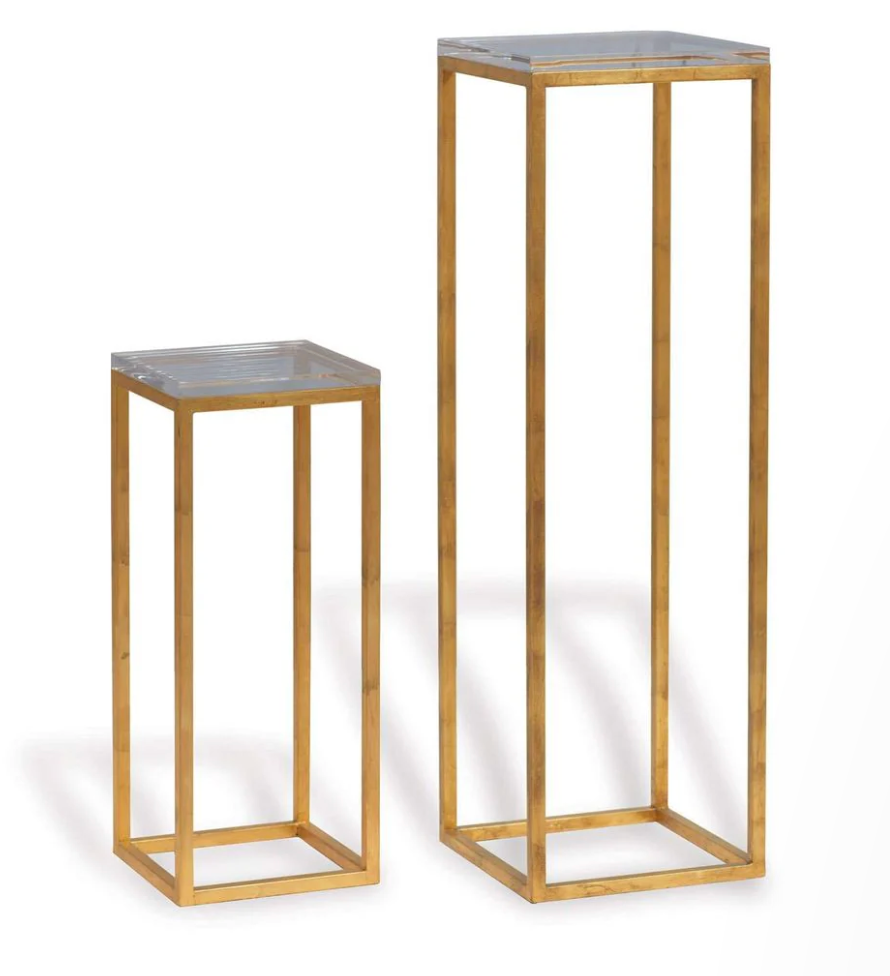 Drake Gold Lucite Pedestal Table- Large