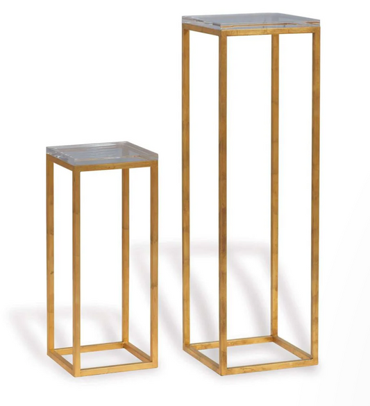 Drake Gold Lucite Pedestal Table- Large