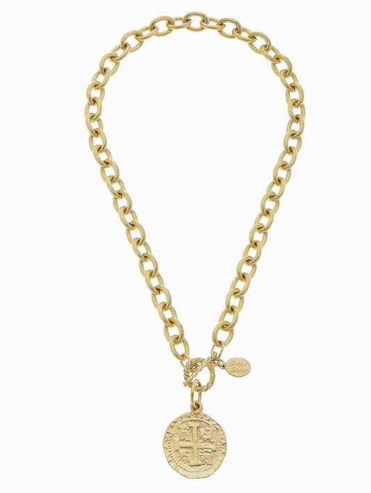 Gold Coin Toggle Necklace