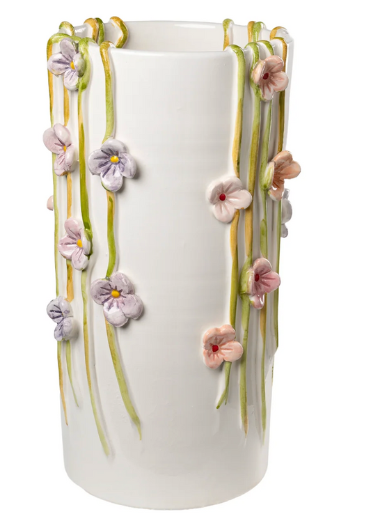Colorful Vase, Painted Wildflowers
