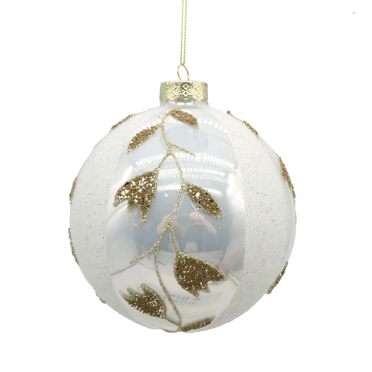 GLITTER LEAF BRANCH BALL