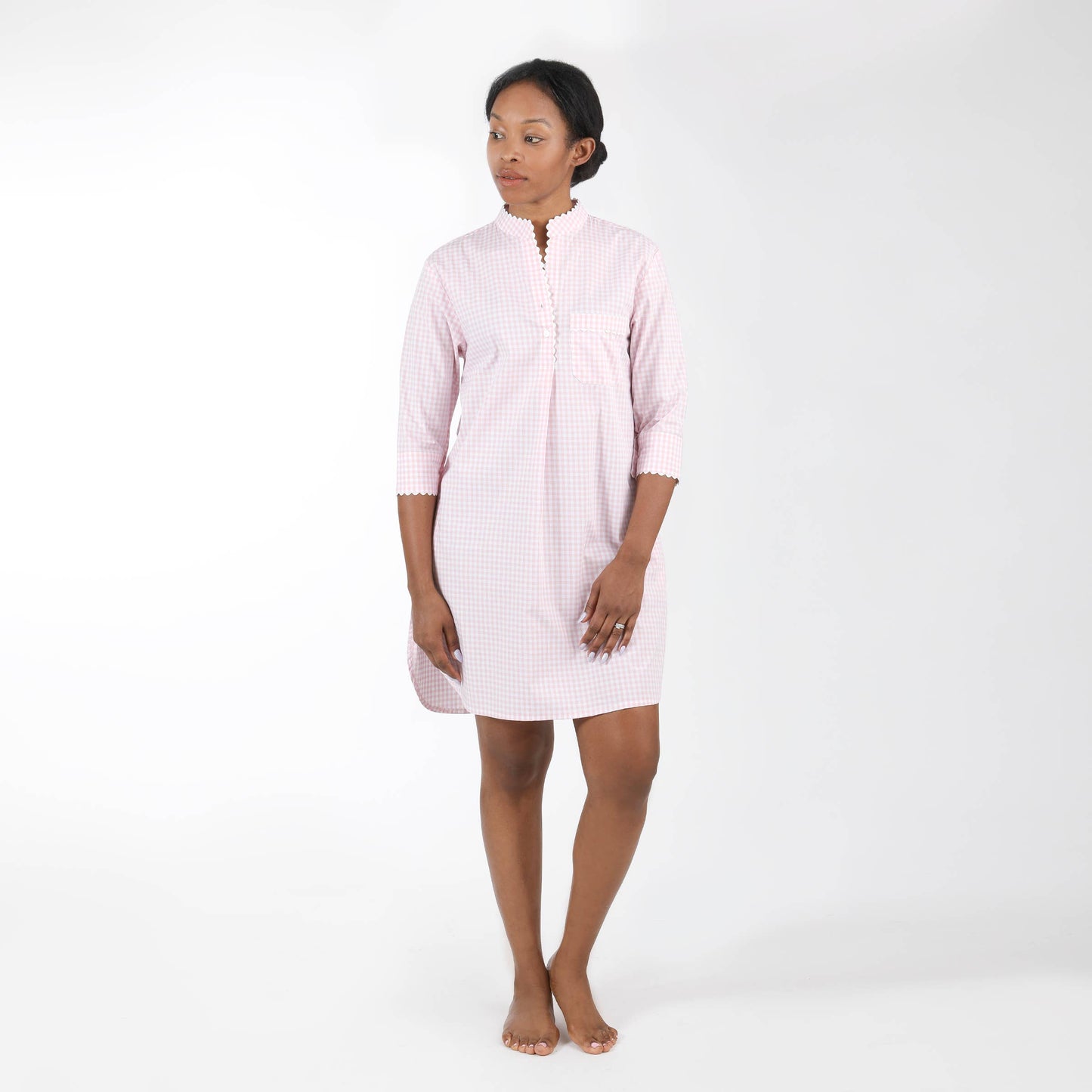 Gingham Nightshirt with Ric Rac Trim