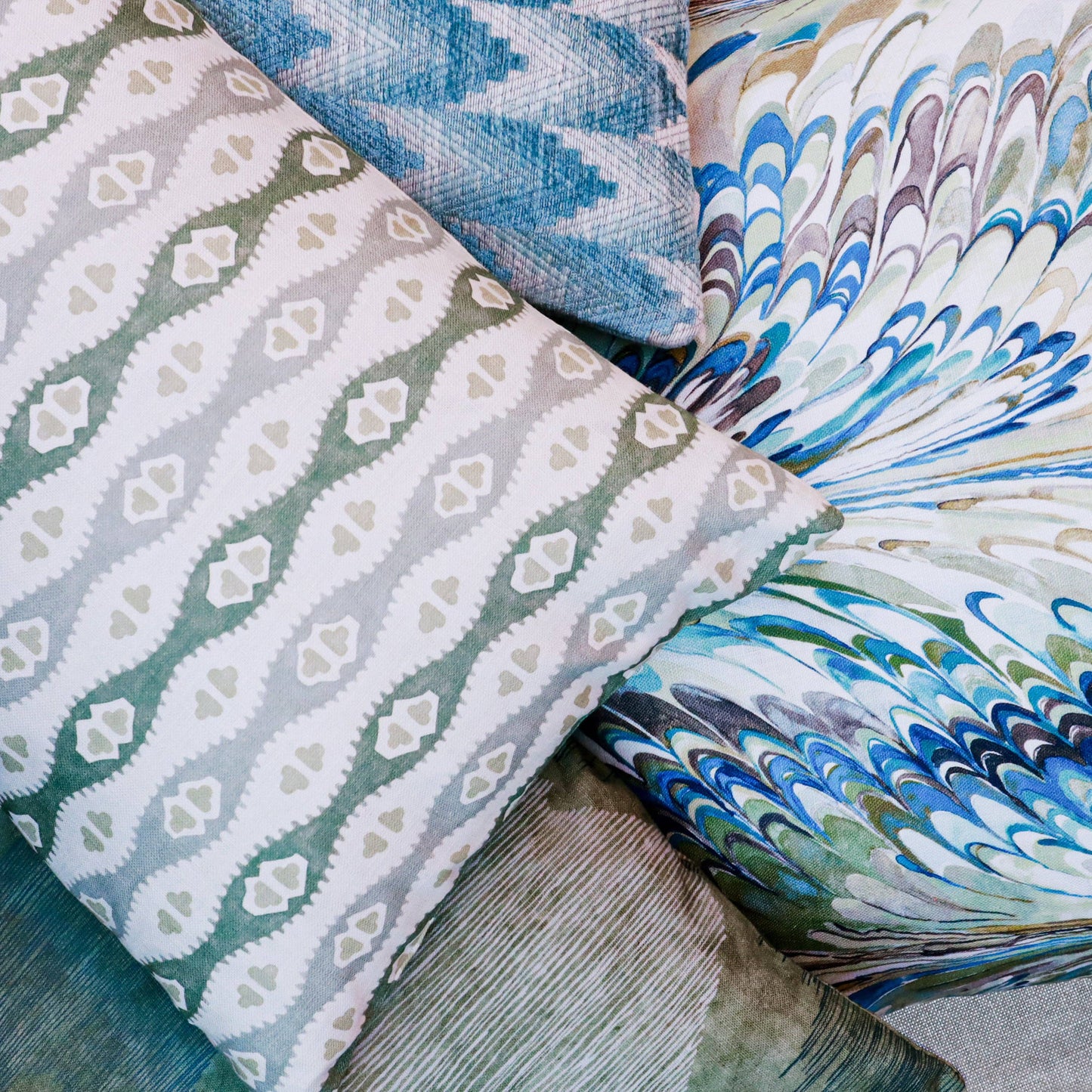 Mia Jade Green Wavy Print Throw Pillow