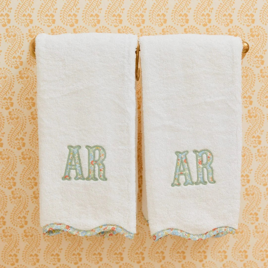Scallop Hand Towels piped with Liberty London (Pair) - Betsy Ann
