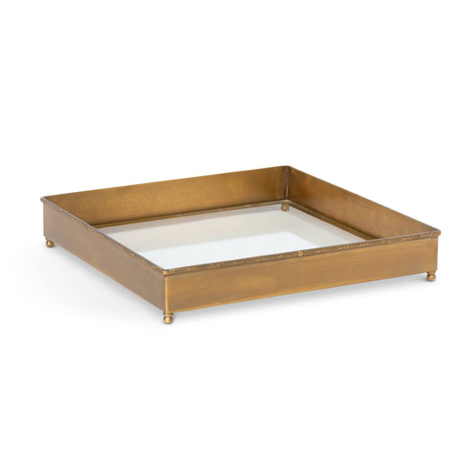 Brass and Glass Escritoire Square Tray