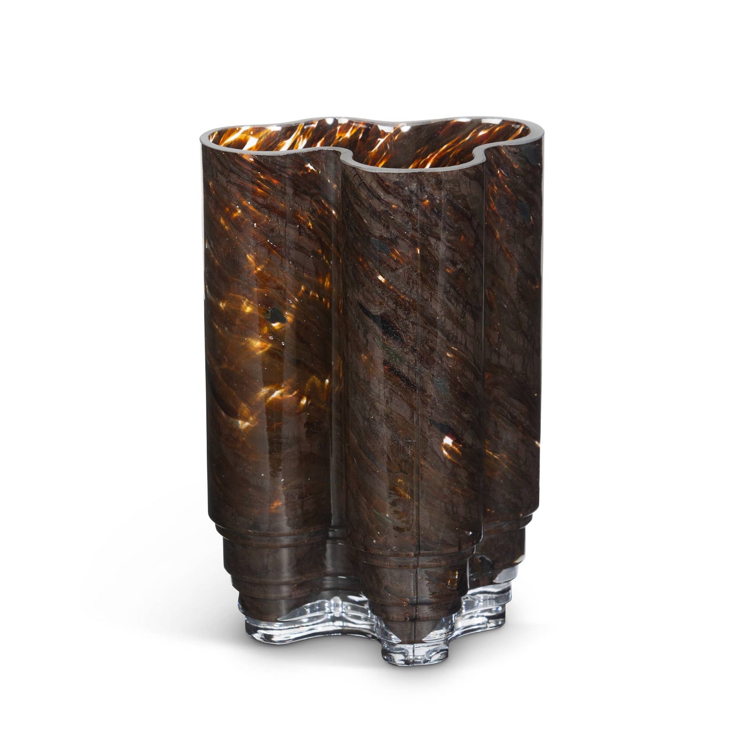 Clover Glass Vase, Tortoise, Large