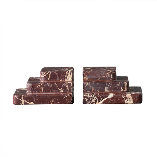 Rosso Levanto Art Deco Bookend, Pair