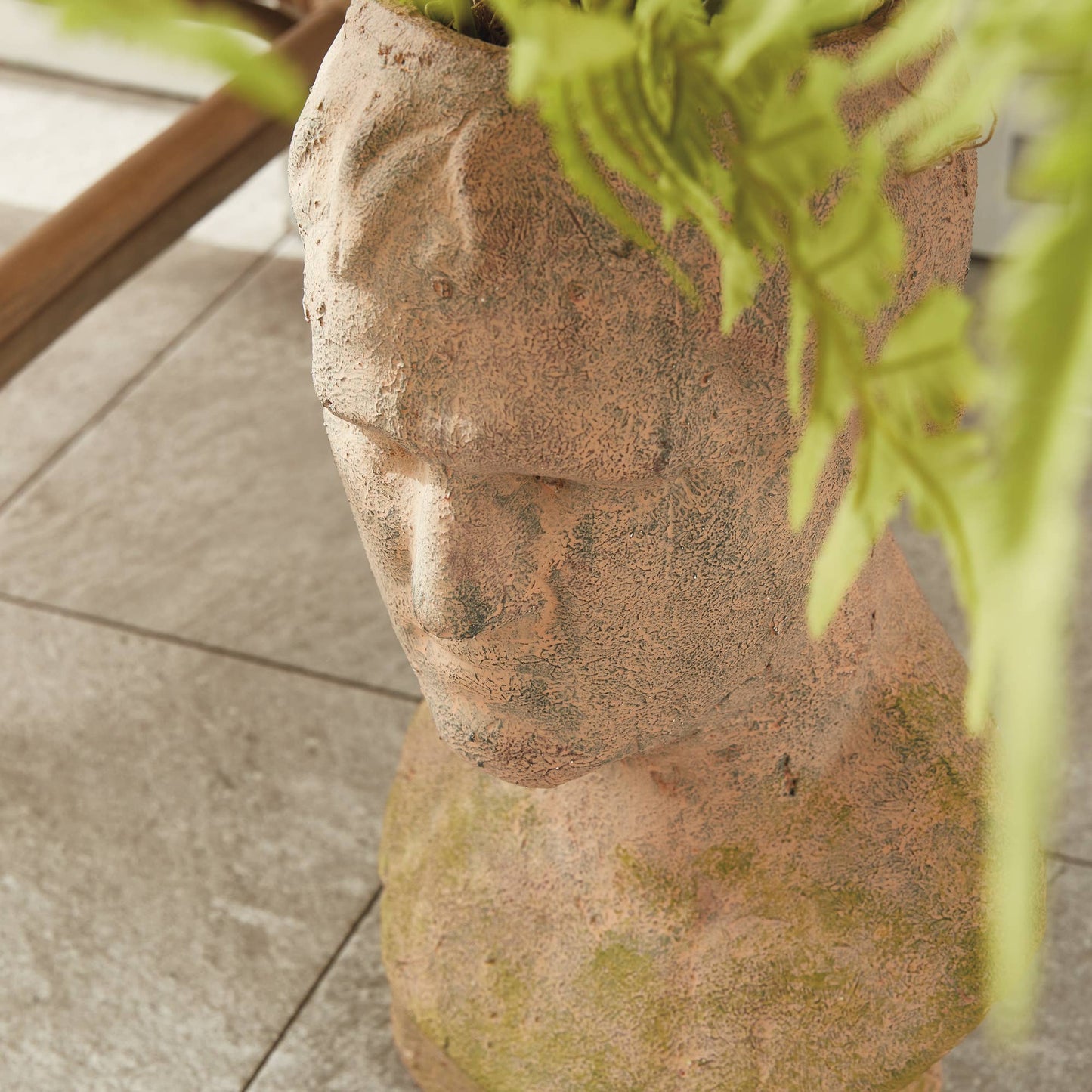 Weathered Garden Male Bust Planter, Brown