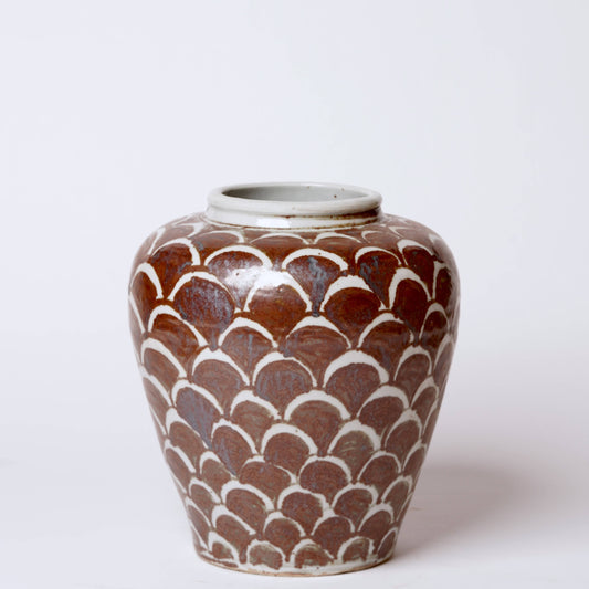 Rustic Copper Glazed Dragon Scale Porcelain Pot