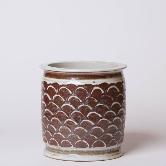 Rustic Copper Glazed Dragon Scale Porcelain Cachepot
