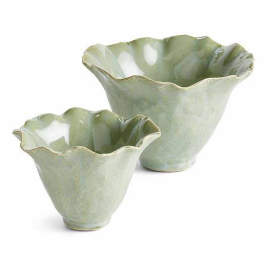 Morgan Pots, 2pc - Seafoam Ceramic Planters with Drain Hole