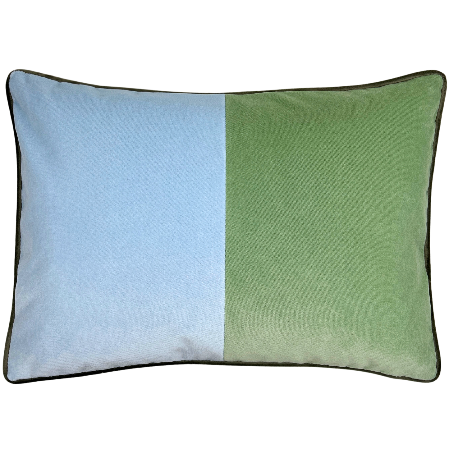 Andrews Meadow Green and Chambray Blue Velvet Throw Pillow