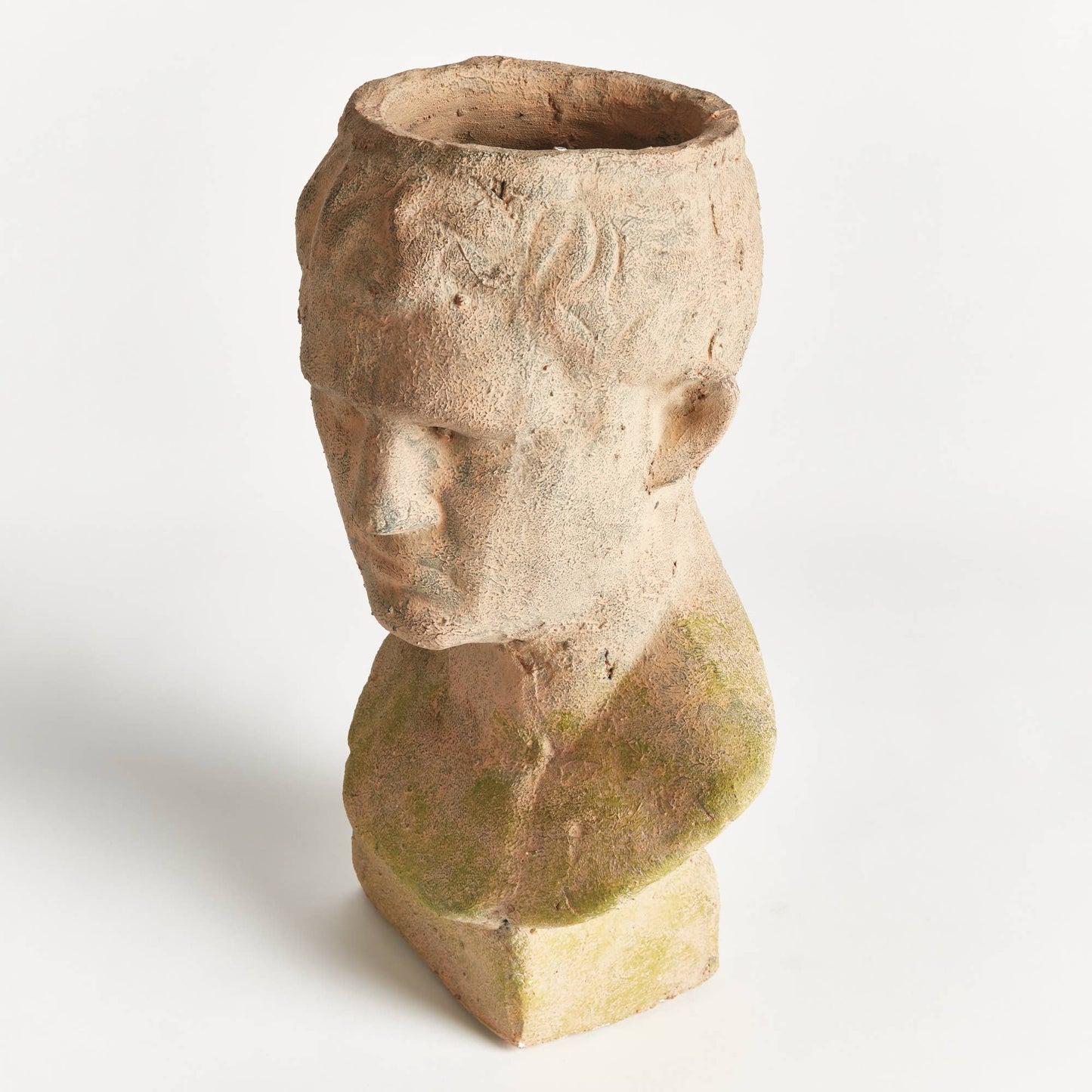 Weathered Garden Male Bust Planter, Brown