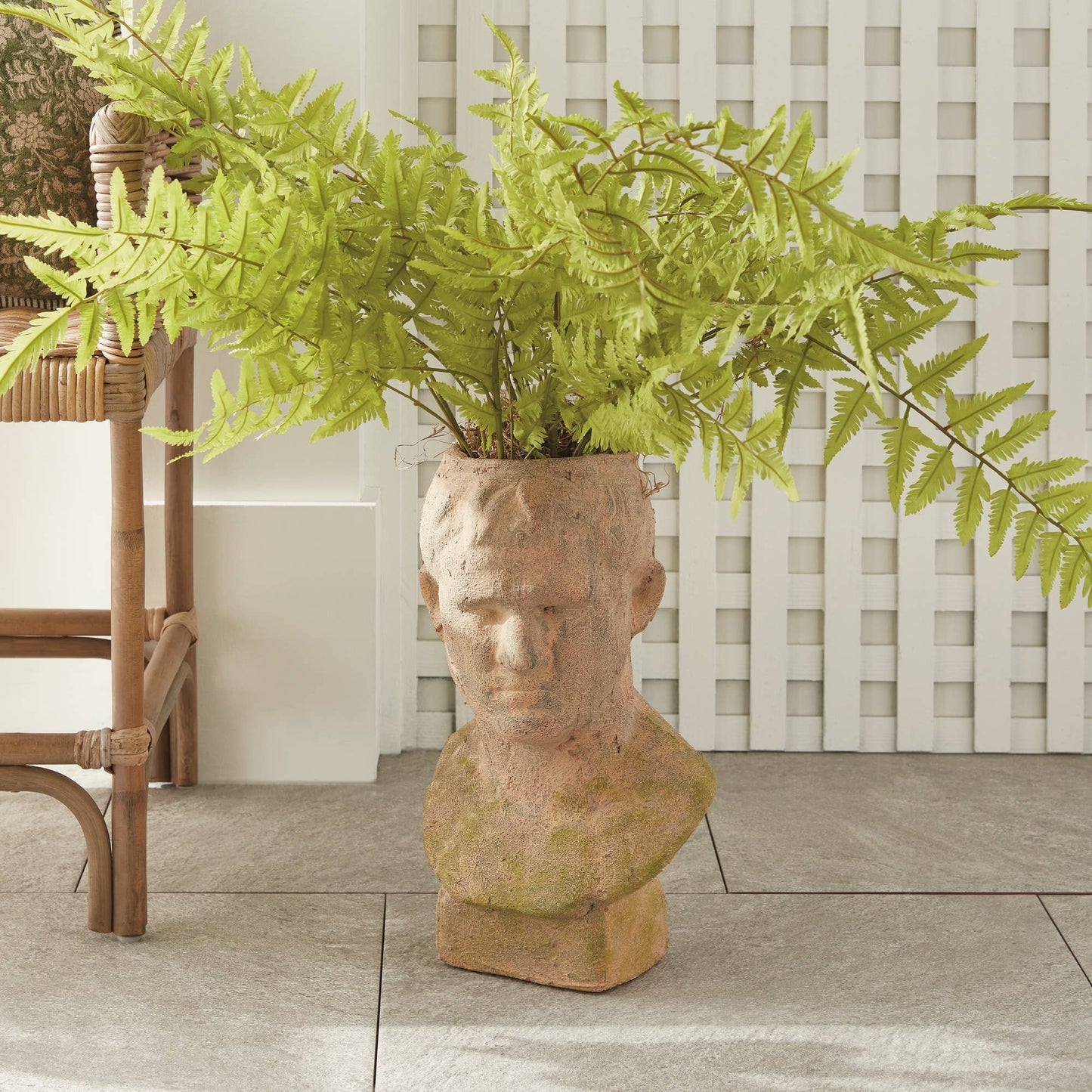 Weathered Garden Male Bust Planter, Brown