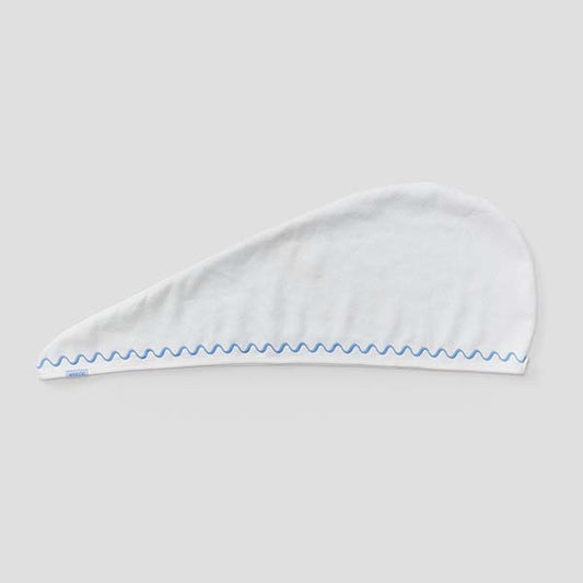 Weezie Hair Towel - French Blue Embroidered Wave