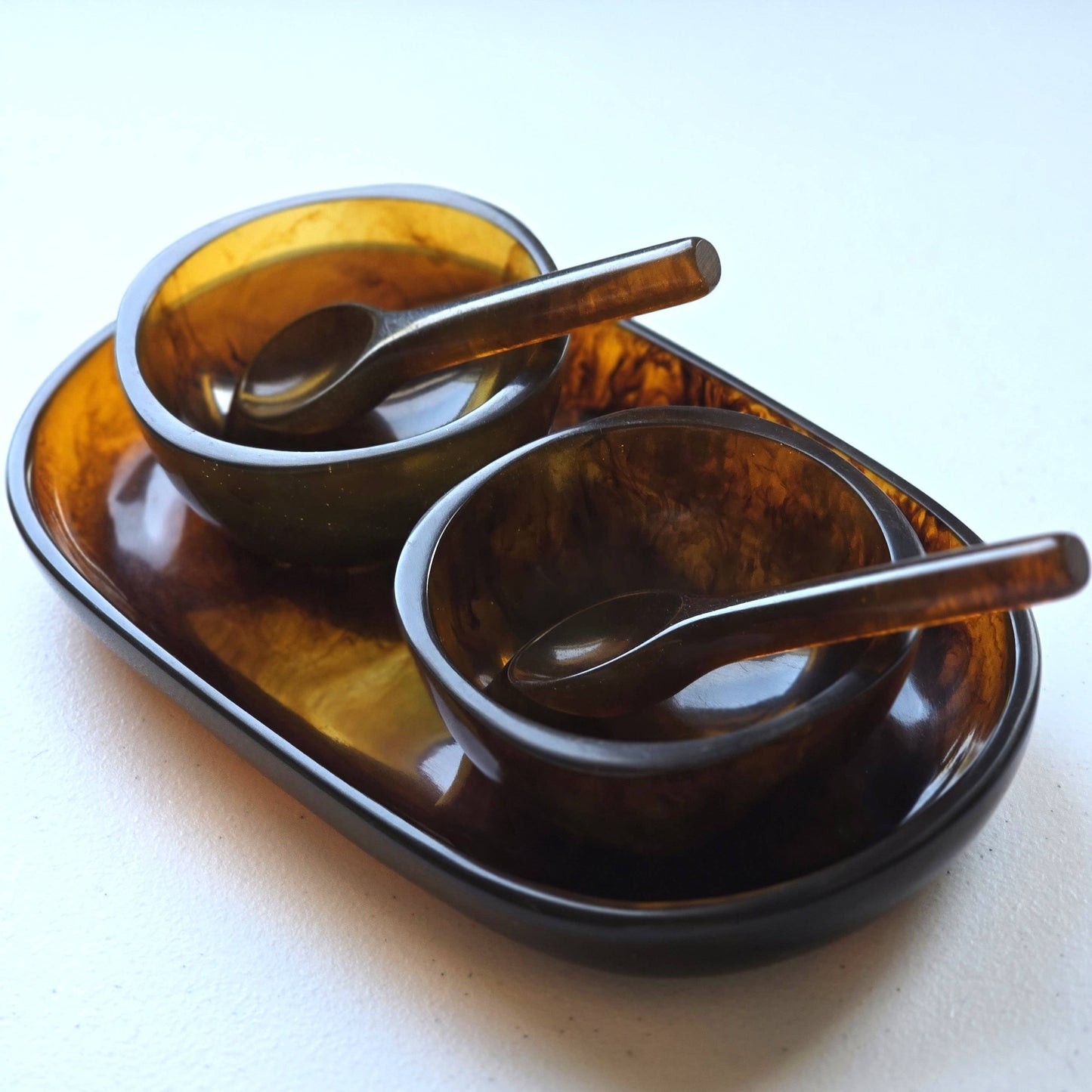 Resin Serving Tray with Bowls & Spoons