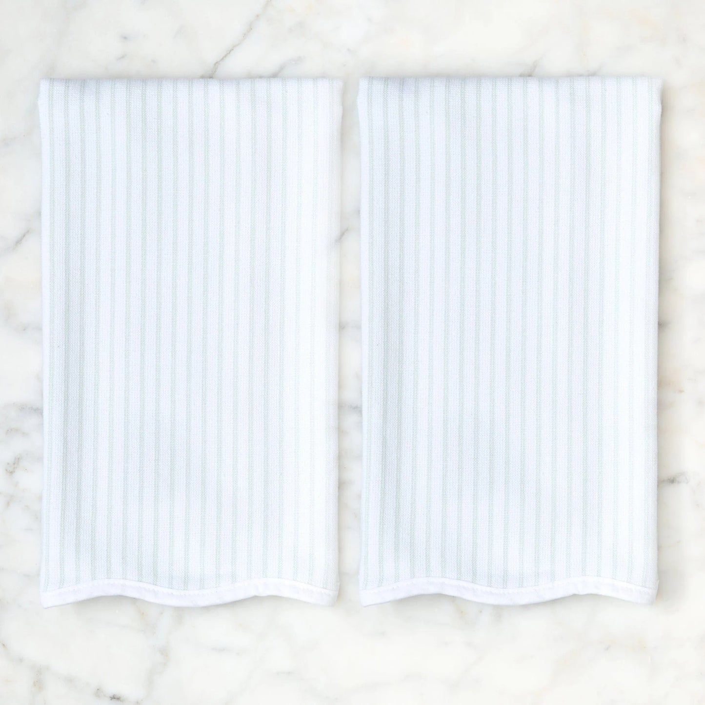 Kitchen Towels (Pair) - Green Pinstripe