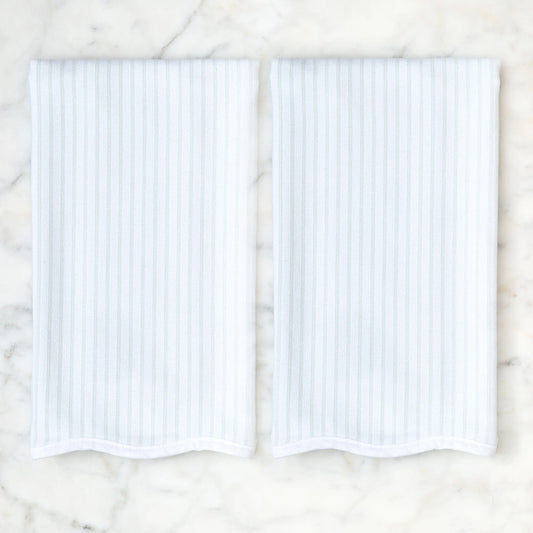 Kitchen Towels (Pair) - Green Pinstripe