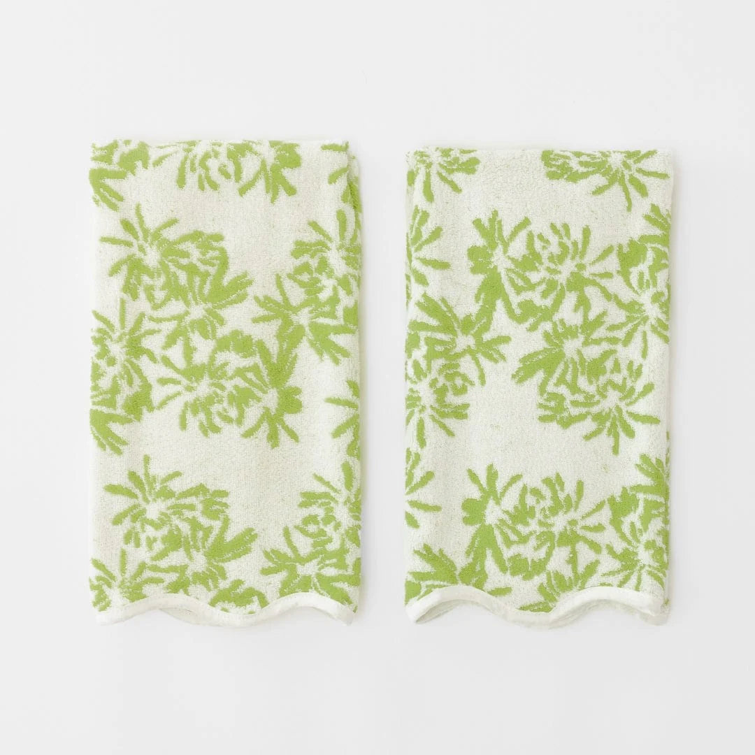 Meg Braff x Weezie Scallop Hand Towels (Pair) - Leaf