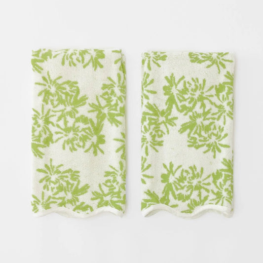 Meg Braff x Weezie Scallop Hand Towels (Pair) - Leaf