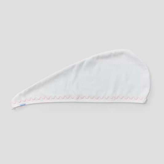 Weezie Hair Towel - Light Pink Embroidered Wave