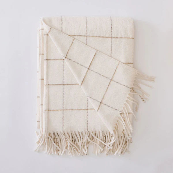 Weezie Throw Blanket - Neutral Windowpane