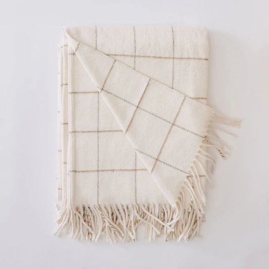 Weezie Throw Blanket - Neutral Windowpane